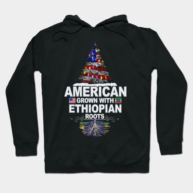 Christmas Tree  American Grown With Ethiopian Roots - Gift for Ethiopian From Ethiopia Hoodie by Country Flags